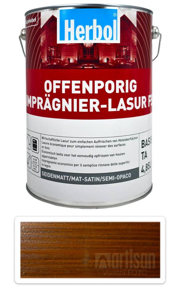 HERBOL Offenporig Impragnier-Lasur FS - impregnační lazura na dřevo 5 l Rustikální dub