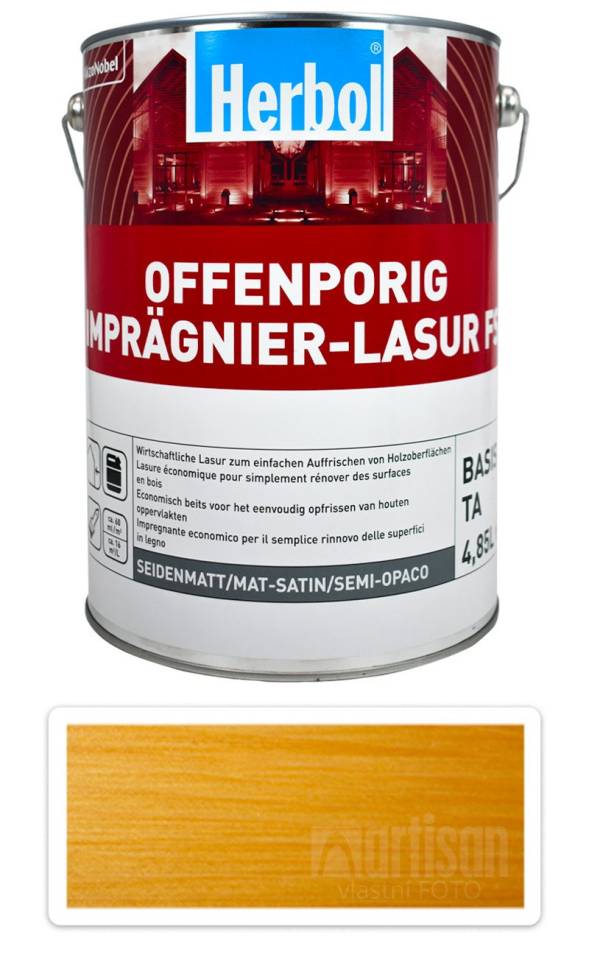 HERBOL Offenporig Impragnier-Lasur FS - impregnační lazura na dřevo 5 l Světlý dub
