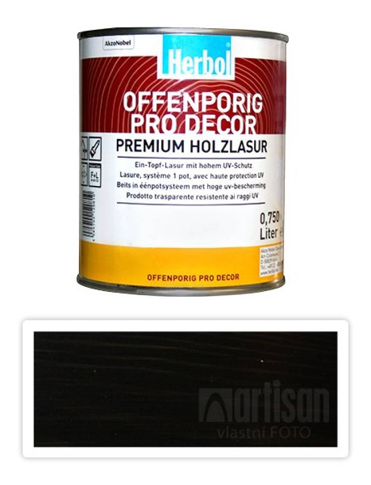 HERBOL Offenporig Pro Decor - univerzální lazura na dřevo 0.75 l Eben 9410