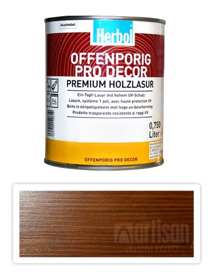 HERBOL Offenporig Pro Decor - univerzální lazura na dřevo 0.75 l Ořech 8405
