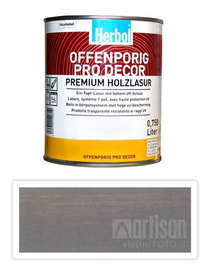 HERBOL Offenporig Pro Decor - univerzální lazura na dřevo 0.75 l Středně šedá