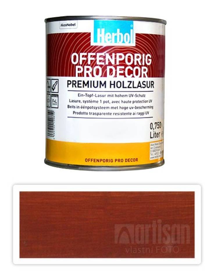 HERBOL Offenporig Pro Decor - univerzální lazura na dřevo 0.75 l Švédská červená