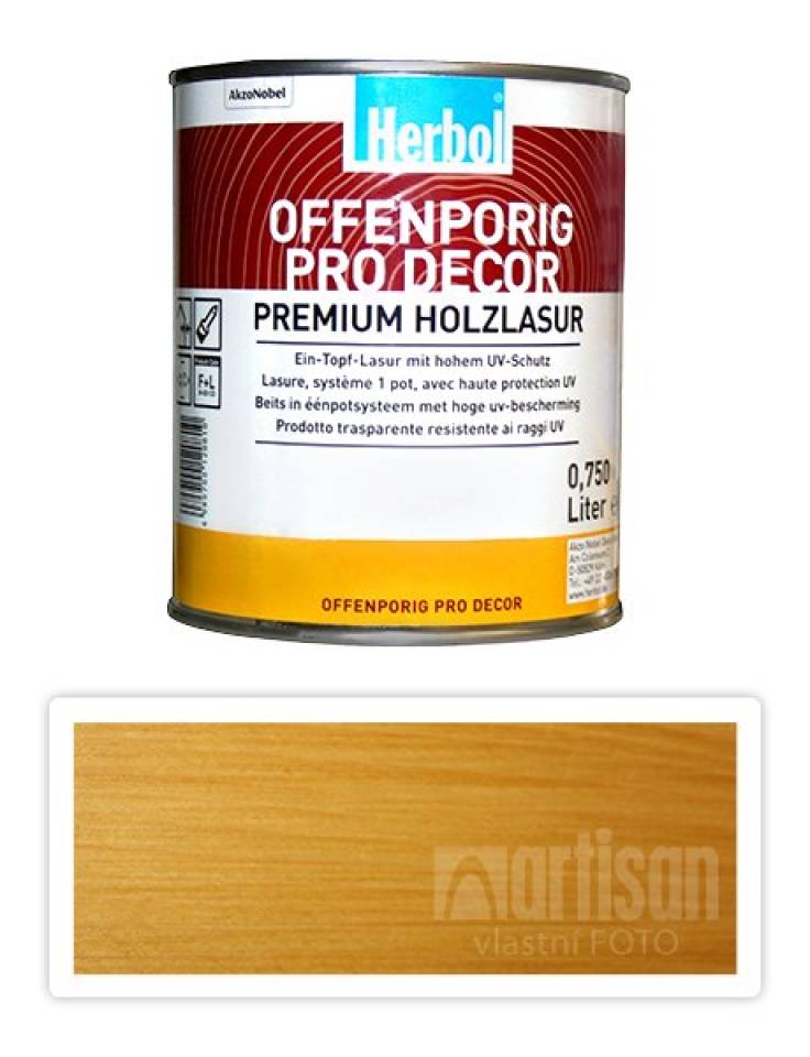 HERBOL Offenporig Pro Decor - univerzální lazura na dřevo 0.75 l Světlý dub 1401