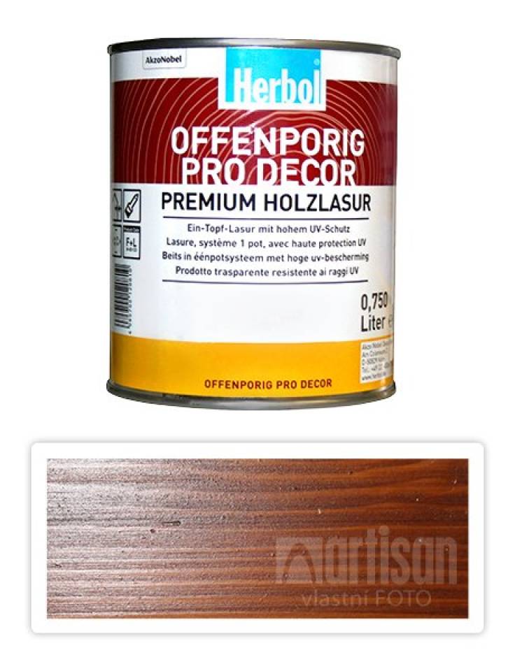 HERBOL Offenporig Pro Decor - univerzální lazura na dřevo 0.75 l Teak 8406