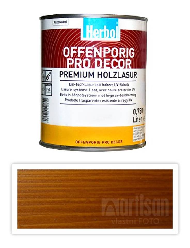 HERBOL Offenporig Pro Decor - univerzální lazura na dřevo 0.75 l Vlašský ořech 8404