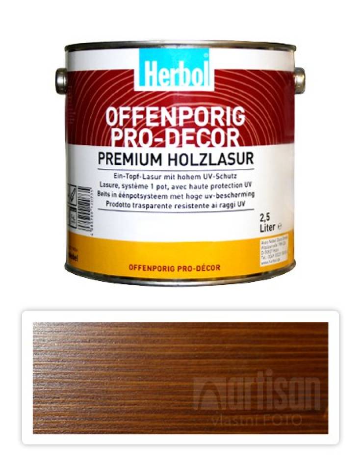 HERBOL Offenporig Pro Decor - univerzální lazura na dřevo 2.5 l Ořech 8405