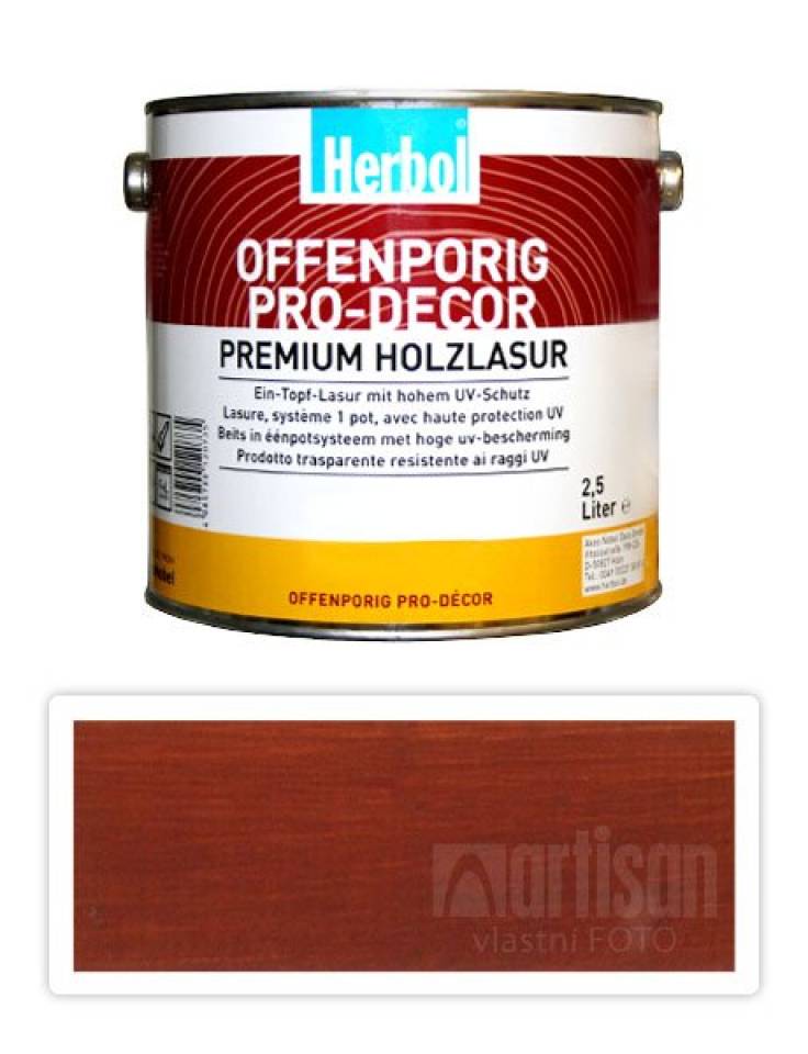 HERBOL Offenporig Pro Decor - univerzální lazura na dřevo 2.5 l Švédská červená