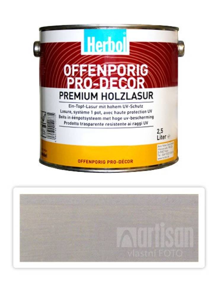 HERBOL Offenporig Pro Decor - univerzální lazura na dřevo 2.5 l Světle šedá