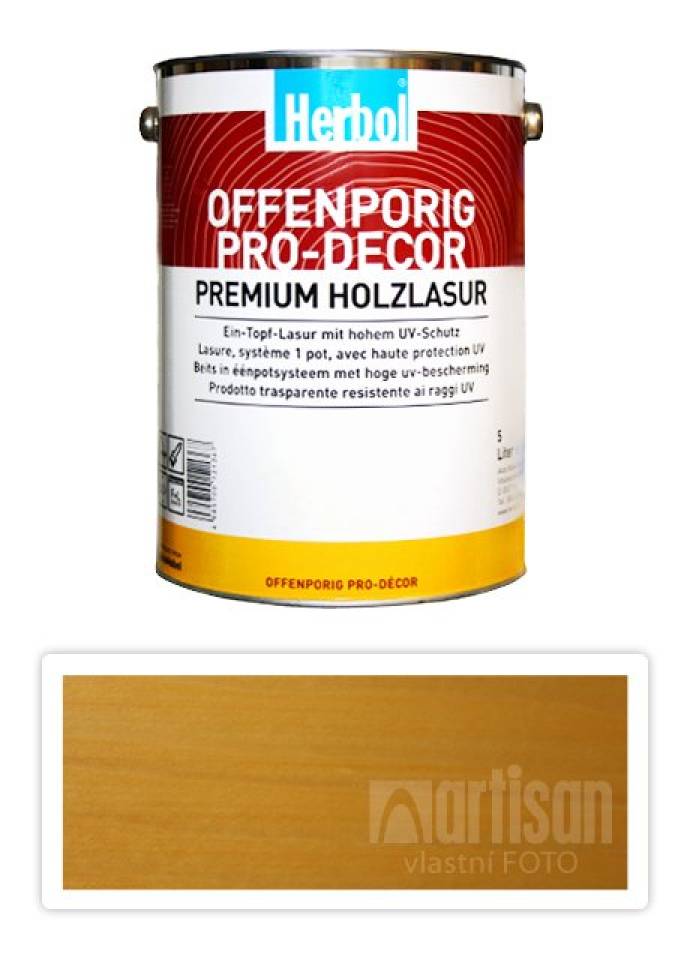 HERBOL Offenporig Pro Decor - univerzální lazura na dřevo 5 l Jasan 1420