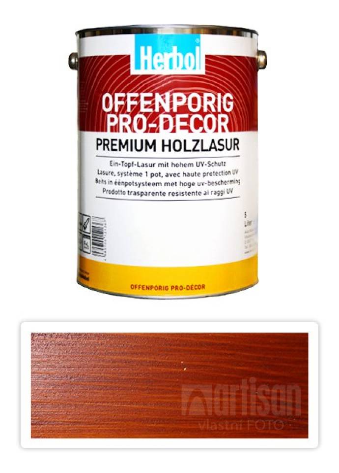 HERBOL Offenporig Pro Decor - univerzální lazura na dřevo 5 l Mahagon 8407