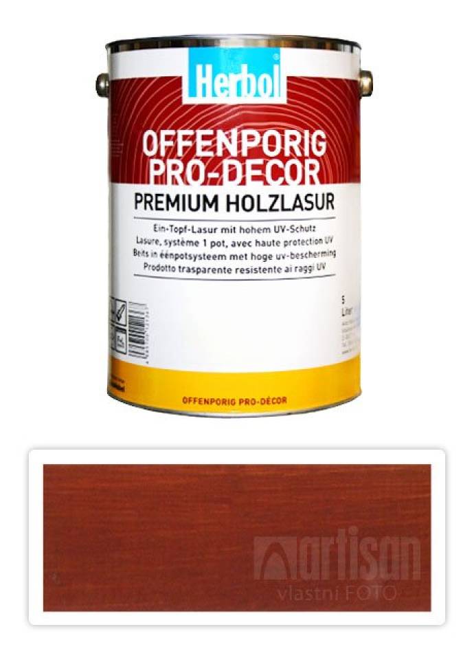 HERBOL Offenporig Pro Decor - univerzální lazura na dřevo 5 l Švédská červená