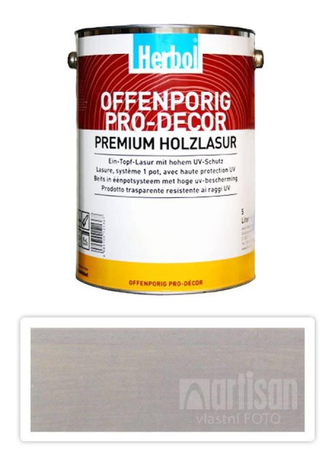 HERBOL Offenporig Pro Decor - univerzální lazura na dřevo 5 l Světle šedá