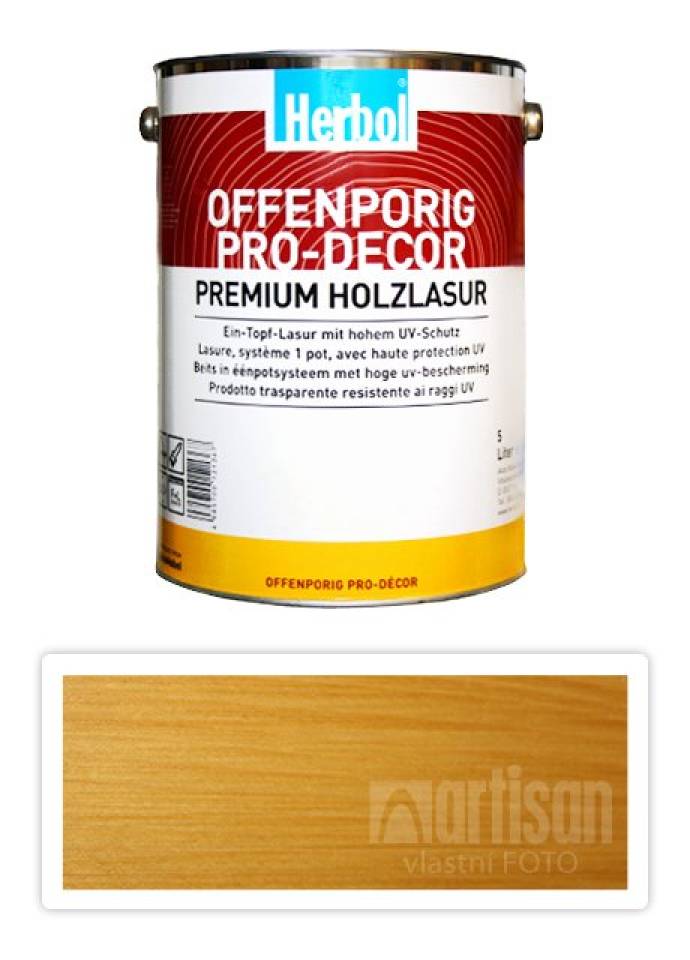 HERBOL Offenporig Pro Decor - univerzální lazura na dřevo 5 l Světlý dub 1401
