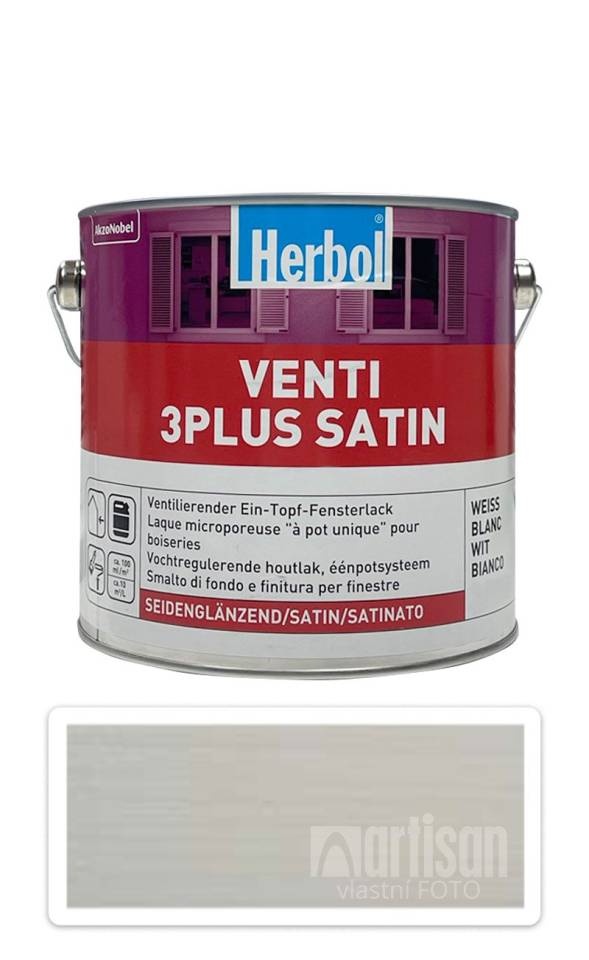 HERBOL Venti 3 plus satin - silnovrstvý krycí lak na okna a dveře 2.5 l Bílá