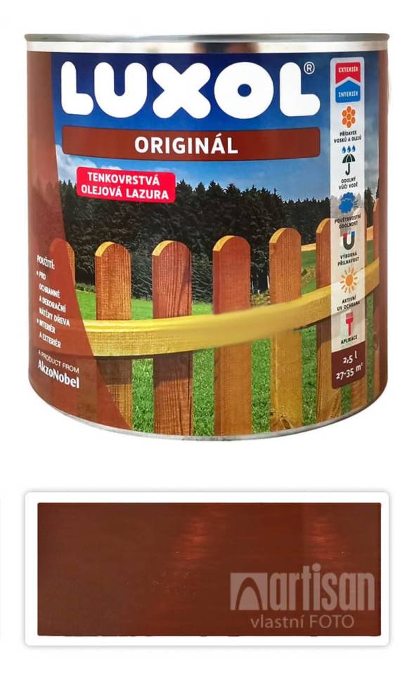 LUXOL Originál - dekorativní tenkovrstvá lazura na dřevo 2.5 l Červeň rumělková