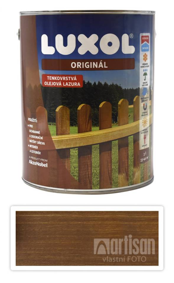 LUXOL Originál - dekorativní tenkovrstvá lazura na dřevo 3 l Indický týk (20 % zdarma)
