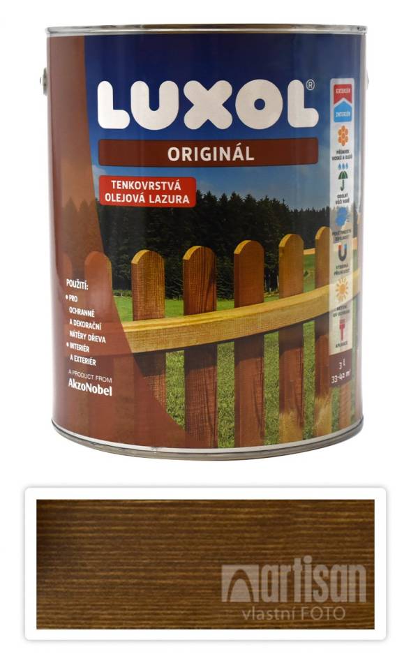LUXOL Originál - dekorativní tenkovrstvá lazura na dřevo 3 l Ořech (20 % zdarma)