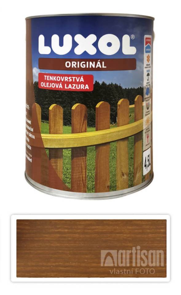 LUXOL Originál - dekorativní tenkovrstvá lazura na dřevo 4.5 l Indický týk
