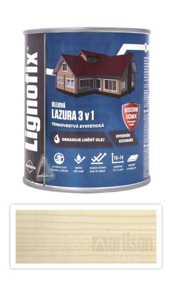 Lignofix LAZURA 3v1 - olejová lazura s biocidem 0.6 l Bílá