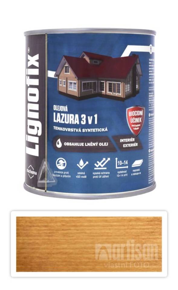 Lignofix LAZURA 3v1 - olejová lazura s biocidem 0.6 l Dub