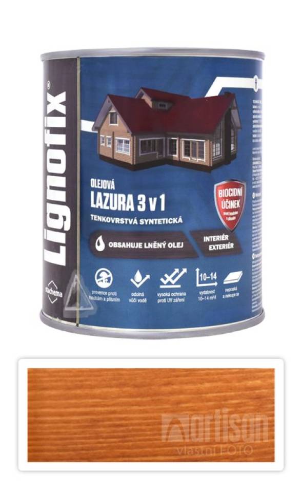 Lignofix LAZURA 3v1 - olejová lazura s biocidem 0.6 l Mahagon