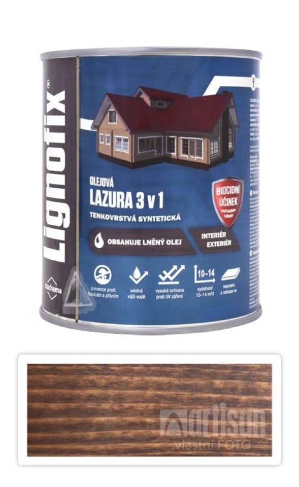Lignofix LAZURA 3v1 - olejová lazura s biocidem 0.6 l Wenge