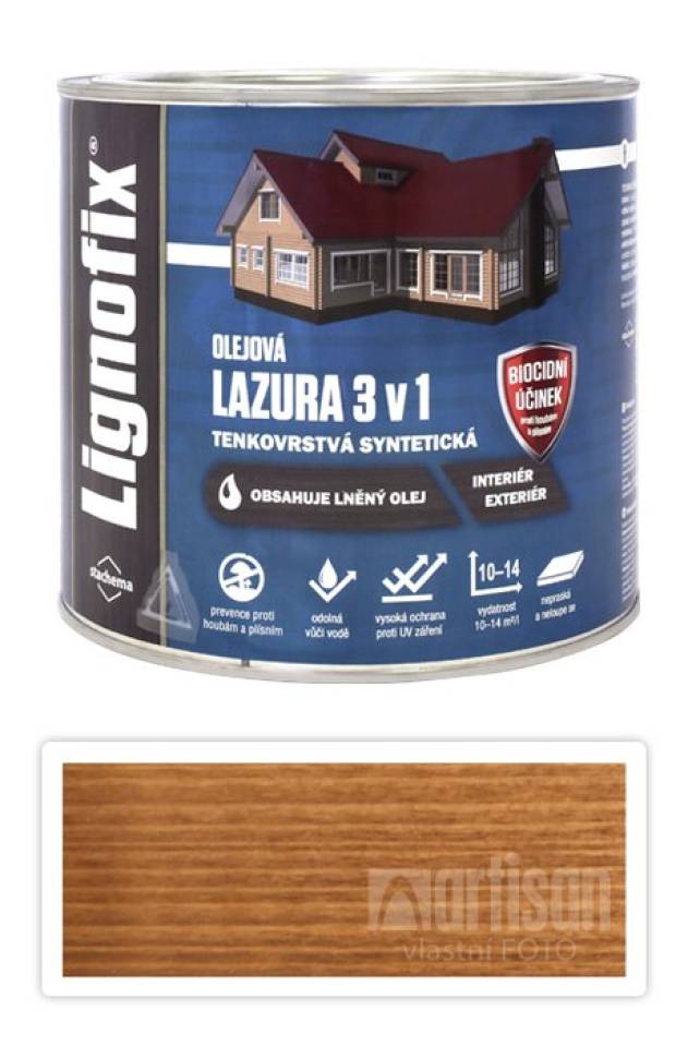 Lignofix LAZURA 3v1 - olejová lazura s biocidem 2.2 l Zlatý dub