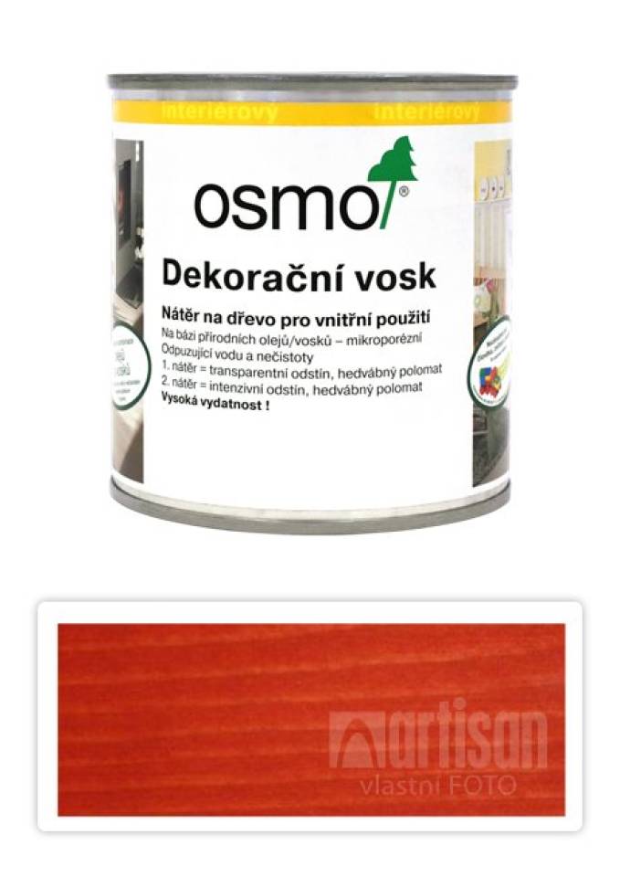 OSMO Dekorační vosk intenzivní odstíny 0.375 l Červený 3104