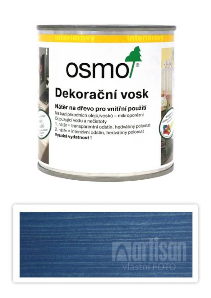 OSMO Dekorační vosk intenzivní odstíny 0.375 l Modrý 3125
