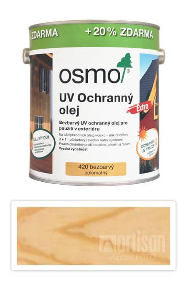 OSMO UV Olej Extra pro exteriéry 3 l Bezbarvý 420 (20 % zdarma)