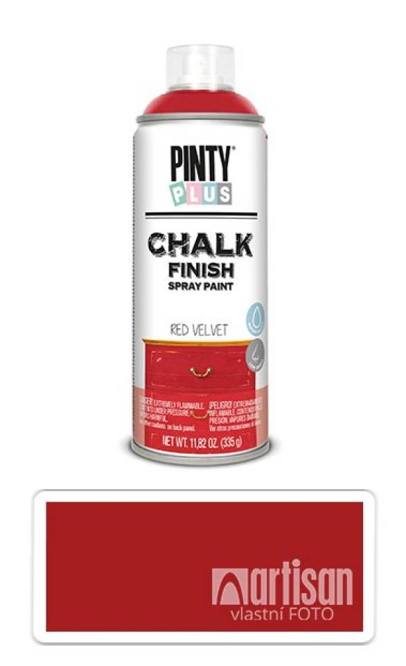 PINTYPLUS CHALK - křídová barva ve spreji na různé povrchy 400 ml Sametově červená CK804
