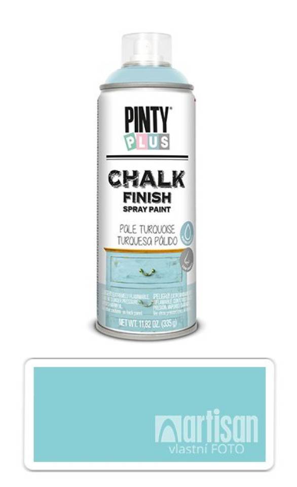 PINTYPLUS CHALK - křídová barva ve spreji na různé povrchy 400 ml Světle tyrkysová CK796