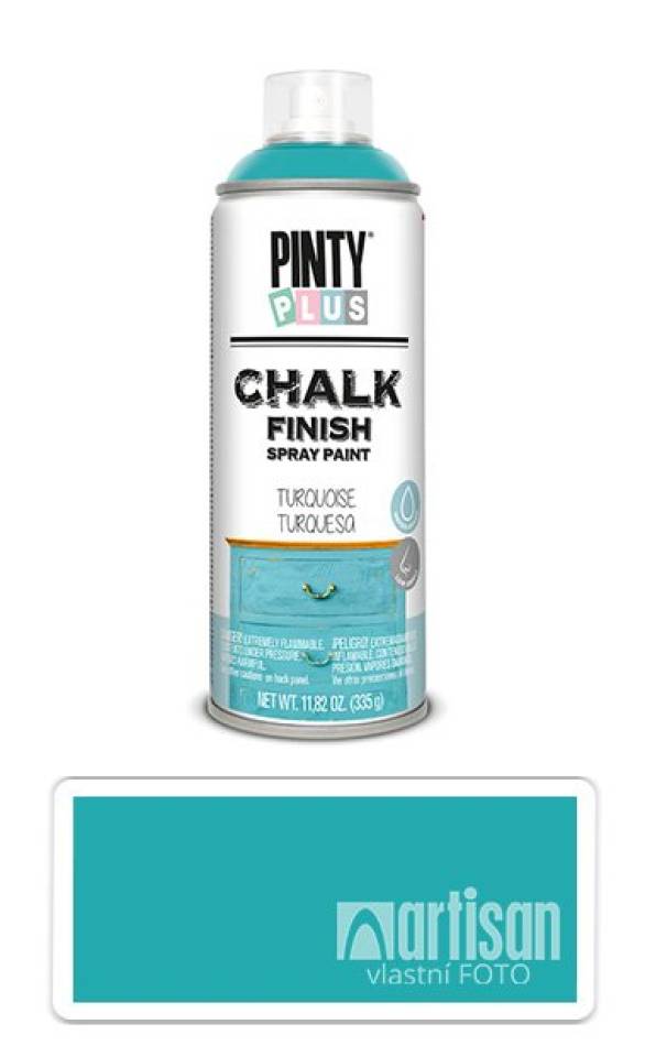 PINTYPLUS CHALK - křídová barva ve spreji na různé povrchy 400 ml Tyrkysová CK797