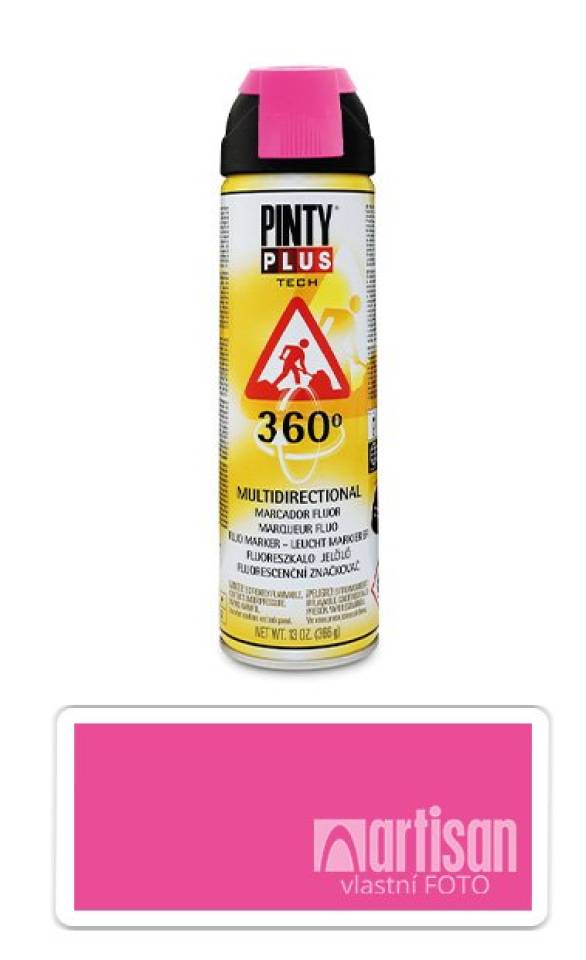 PINTYPLUS TECH - fluorescenční značkovací sprej s 360° tryskou 500 ml Višňový T184