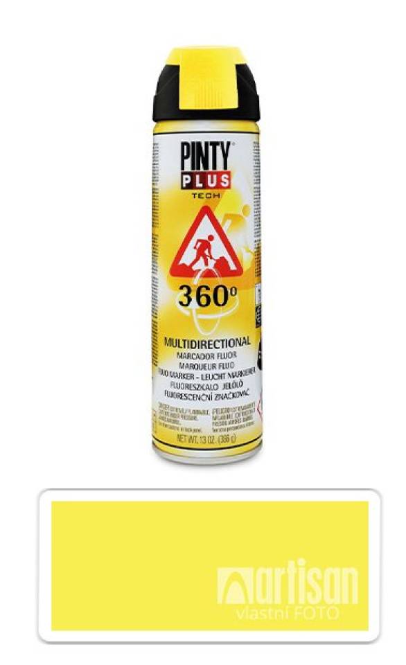 PINTYPLUS TECH - fluorescenční značkovací sprej s 360° tryskou 500 ml Žlutý T146