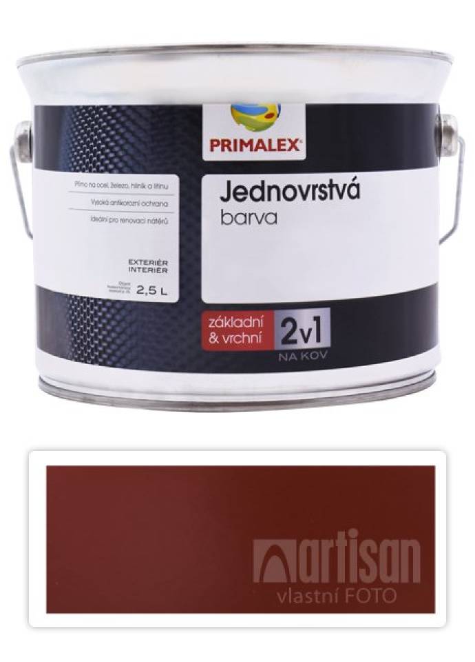 PRIMALEX 2v1 - syntetická antikorozní barva na kov 2.5 l Červenohnědá