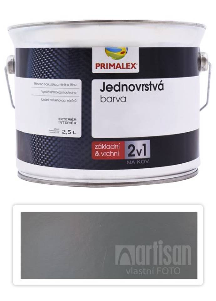 PRIMALEX 2v1 - syntetická antikorozní barva na kov 2.5 l Šedá