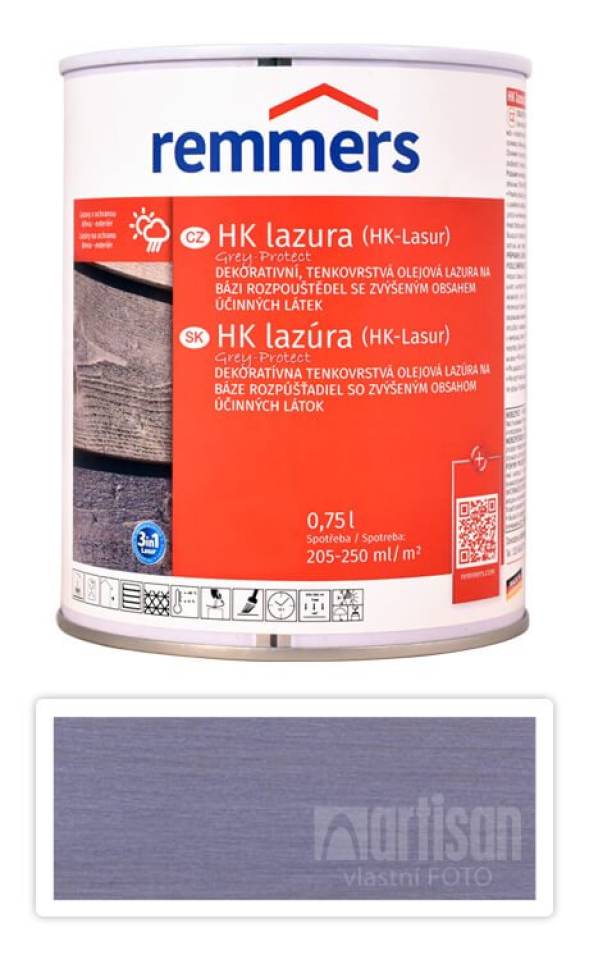 REMMERS HK lazura Grey Protect - ochranná lazura na dřevo pro exteriér 0.75 l Platingrau FT 26788