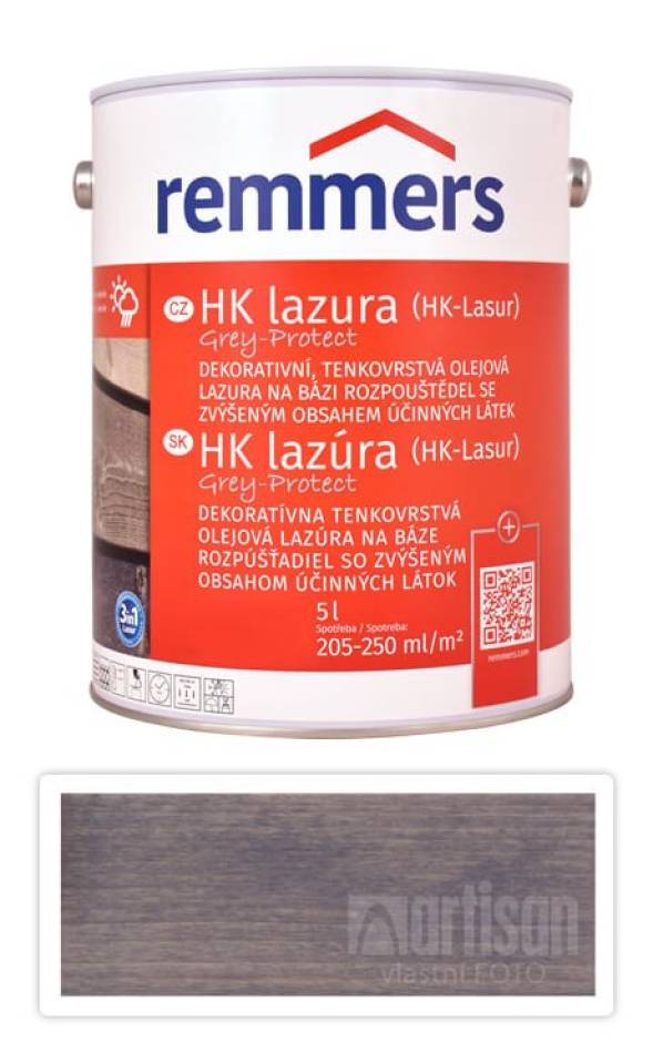 REMMERS HK lazura Grey Protect - ochranná lazura na dřevo pro exteriér 5 l Erzgrau / Kovová FT 46215