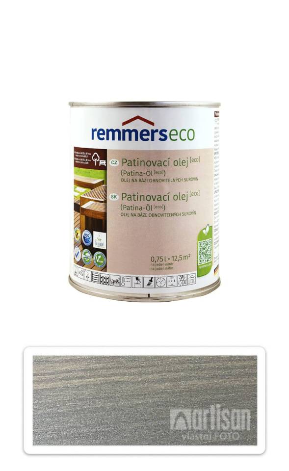 REMMERS Patinovací olej ECO - vodou ředitelný terasový olej 0.75 l Platinově šedý