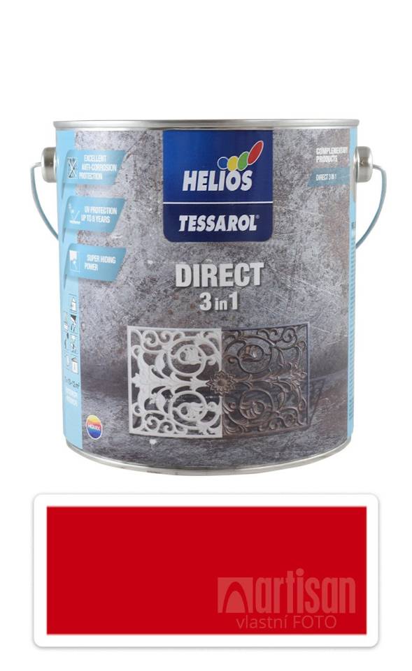TESSAROL Direct 3in1 - antikorozní barva na kov 2.5 l Červená RAL 3000