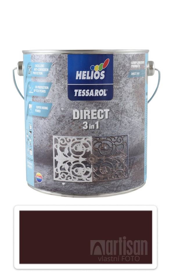 TESSAROL Direct 3in1 - antikorozní barva na kov 2.5 l Tmavě hnědá RAL 8017