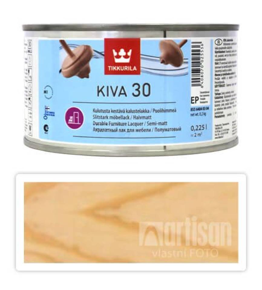 TIKKURILA Kiva 30 - vodou ředitelný lak 0.225 l Bezbarvý polomatný
