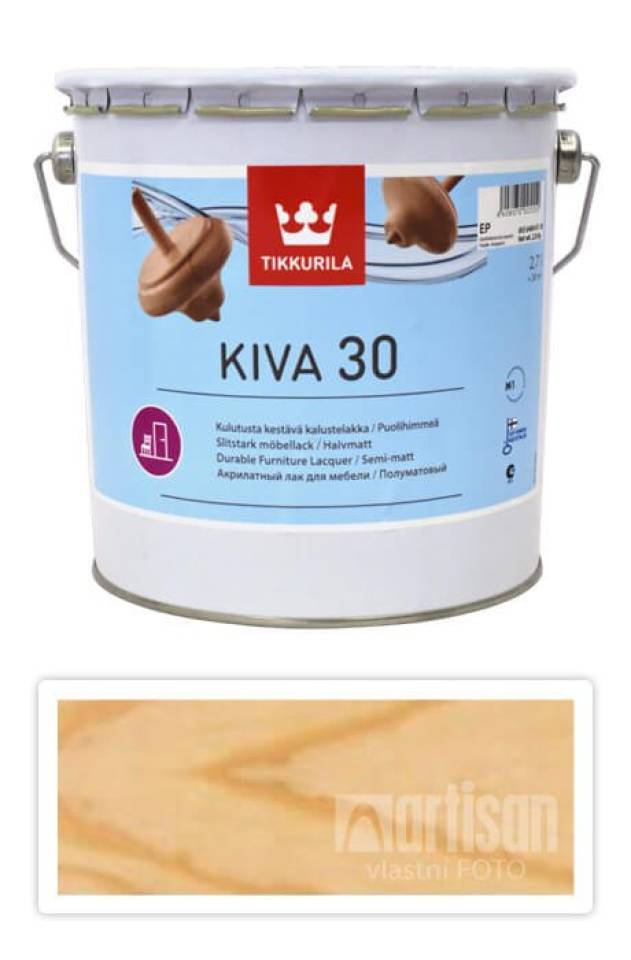 TIKKURILA Kiva 30 - vodou ředitelný lak 2.7 l Bezbarvý polomatný