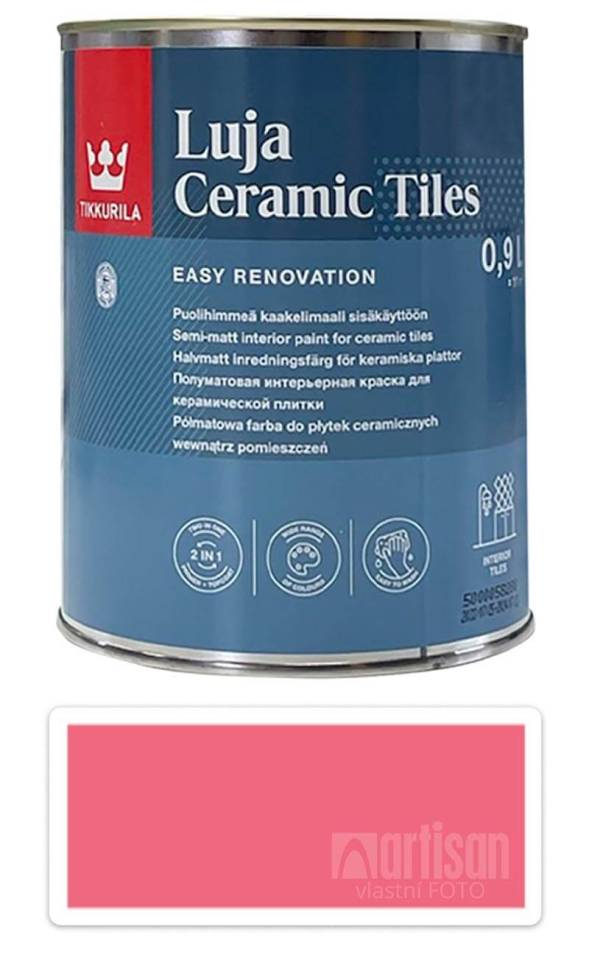 TIKKURILA Luja Ceramic Tiles - barva na keramické obklady 0.9 l Altrosa / Starorůžová RAL 3014