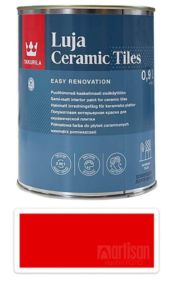 TIKKURILA Luja Ceramic Tiles - barva na keramické obklady 0.9 l Dopravní červená RAL 3020