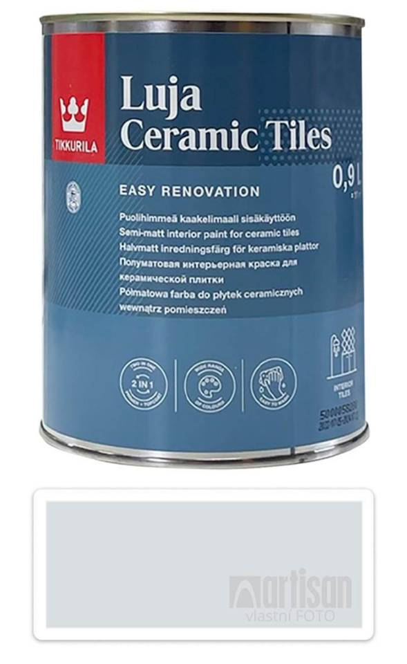 TIKKURILA Luja Ceramic Tiles - barva na keramické obklady 0.9 l Lichtgrau / Světle šedá RAL 7035
