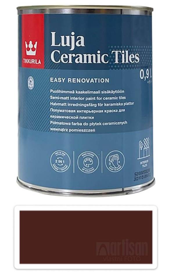 TIKKURILA Luja Ceramic Tiles - barva na keramické obklady 0.9 l Mahagonová hnědá RAL 8016