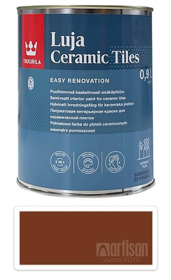 TIKKURILA Luja Ceramic Tiles - barva na keramické obklady 0.9 l Rehbraun/Světle žlutohnědá RAL 8007