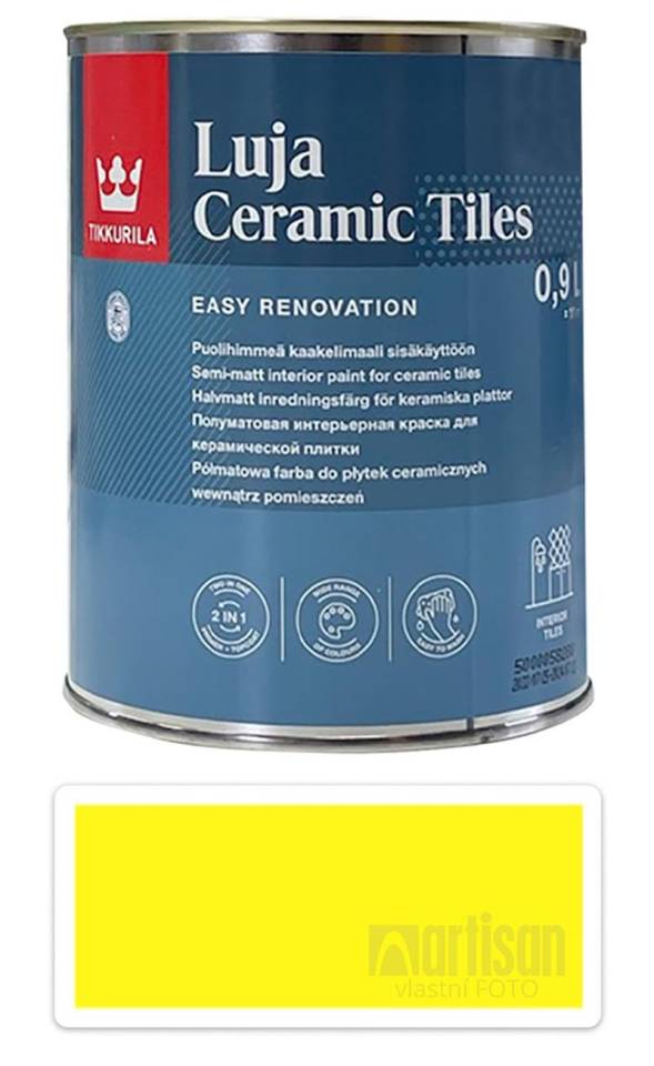 TIKKURILA Luja Ceramic Tiles - barva na keramické obklady 0.9 l Schwefelgelb / Sírově žlutá RAL 1016